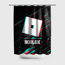 Шторка для душа Roblox в стиле glitch и баги графики на темном фон, цвет: 3D-принт