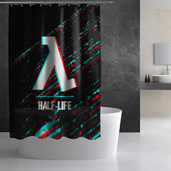 Шторка для душа Half-Life в стиле glitch и баги графики на темном, цвет: 3D-принт — фото 2