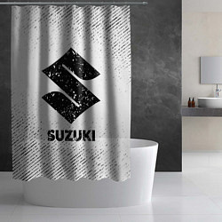 Шторка для душа Suzuki с потертостями на светлом фоне, цвет: 3D-принт — фото 2