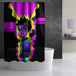 Шторка для душа Неоновый Барт Симпсон - поп-арт, цвет: 3D-принт — фото 2