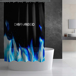 Шторка для душа Disturbed blue fire, цвет: 3D-принт — фото 2