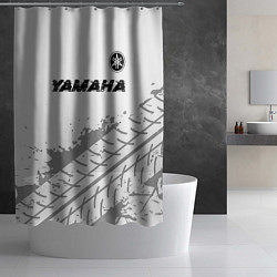 Шторка для душа Yamaha speed на светлом фоне со следами шин: симво, цвет: 3D-принт — фото 2