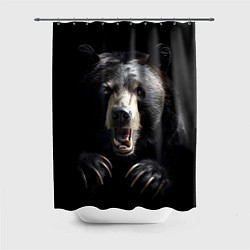 Шторка для душа Бурый атакующий медведь, цвет: 3D-принт