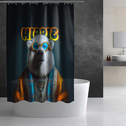 Шторка для душа Хиппи белый медведь, цвет: 3D-принт — фото 2