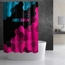 Шторка для душа Nissan - neon gradient: символ сверху, цвет: 3D-принт — фото 2