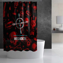 Шторка для душа Megadeth rock glitch, цвет: 3D-принт — фото 2