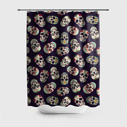 Шторка для душа Узор с черепами Pattern with skulls, цвет: 3D-принт