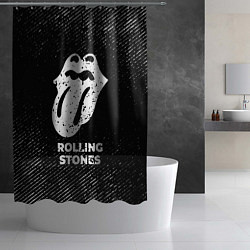 Шторка для душа Rolling Stones с потертостями на темном фоне, цвет: 3D-принт — фото 2