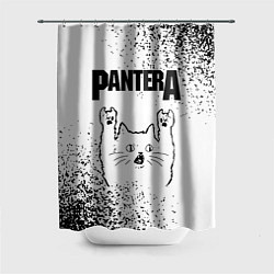 Шторка для душа Pantera рок кот на светлом фоне, цвет: 3D-принт