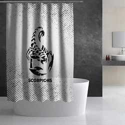 Шторка для душа Scorpions с потертостями на светлом фоне, цвет: 3D-принт — фото 2
