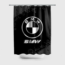 Шторка для душа BMW speed на темном фоне со следами шин, цвет: 3D-принт