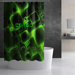 Шторка для душа CS GO зеленые кислотные плиты, цвет: 3D-принт — фото 2