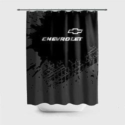 Шторка для душа Chevrolet speed на темном фоне со следами шин: сим, цвет: 3D-принт