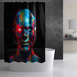 Шторка для душа AI Робот digital pop-art, цвет: 3D-принт — фото 2