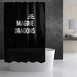 Шторка для душа Imagine Dragons glitch на темном фоне: символ свер, цвет: 3D-принт — фото 2