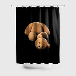 Шторка для душа Плюшевый медведь с оторванной головой, цвет: 3D-принт