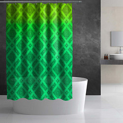 Шторка для душа Желто-зеленый градиентный фон с геометрическим узо, цвет: 3D-принт — фото 2
