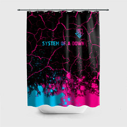 Шторка для душа System of a Down - neon gradient: символ сверху, цвет: 3D-принт