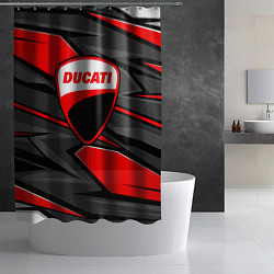 Шторка для душа Ducati - red stripes, цвет: 3D-принт — фото 2