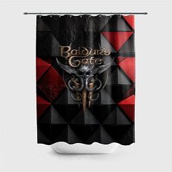 Шторка для душа Baldurs Gate 3 logo red black, цвет: 3D-принт