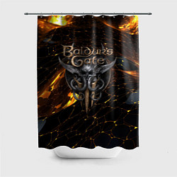 Шторка для душа Baldurs Gate 3 logo gold and black, цвет: 3D-принт