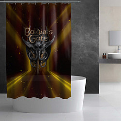 Шторка для душа Baldurs Gate 3 logo black gold, цвет: 3D-принт — фото 2