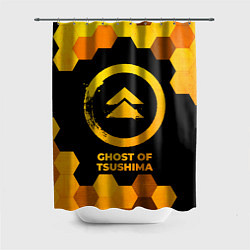 Шторка для душа Ghost of Tsushima - gold gradient, цвет: 3D-принт