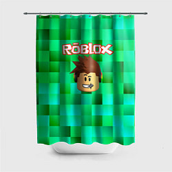 Шторка для душа Roblox head на пиксельном фоне, цвет: 3D-принт
