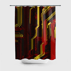 Шторка для душа Кибер схемы красные, цвет: 3D-принт