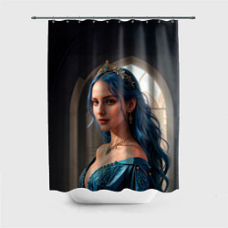 Шторка для душа Девушка принцесса с синими волосами, цвет: 3D-принт
