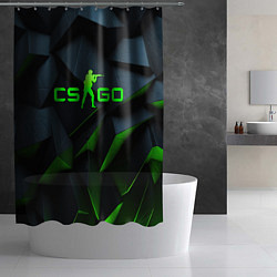 Шторка для душа CSGO green texture logo, цвет: 3D-принт — фото 2
