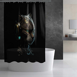 Шторка для душа Кибер кот, цвет: 3D-принт — фото 2