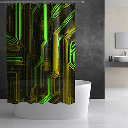 Шторка для душа Кибер схема зелёная, цвет: 3D-принт — фото 2