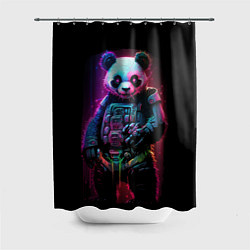 Шторка для душа Киберпанк панда во весь рост, цвет: 3D-принт