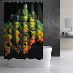Шторка для душа Зеленая кубическая абстракция, цвет: 3D-принт — фото 2