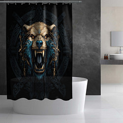 Шторка для душа Скандинавский медведь, цвет: 3D-принт — фото 2