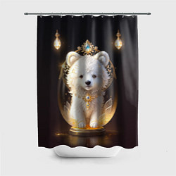 Шторка для душа Белый медвежонок с фонариками, цвет: 3D-принт
