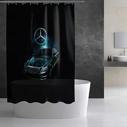 Шторка для душа Mercedes Benz dark style, цвет: 3D-принт — фото 2