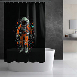 Шторка для душа Космонавт в оранжевом скафандре, цвет: 3D-принт — фото 2