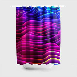 Шторка для душа Синие фиолетовые волны, цвет: 3D-принт