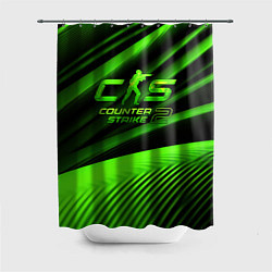 Шторка для душа CS2 Counter strike green logo, цвет: 3D-принт