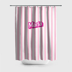 Шторка для душа Имя Мария в стиле Барби: розовая полоска, цвет: 3D-принт