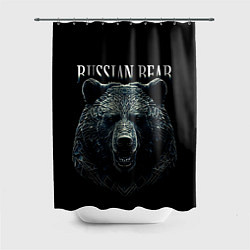 Шторка для душа Русский медведь на черном фоне, цвет: 3D-принт