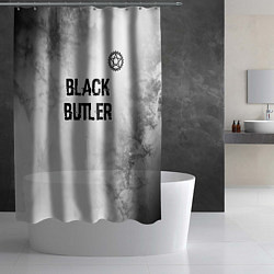 Шторка для душа Black Butler glitch на светлом фоне: символ сверху, цвет: 3D-принт — фото 2