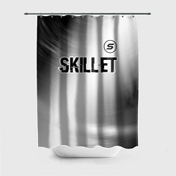 Шторка для душа Skillet glitch на светлом фоне: символ сверху, цвет: 3D-принт
