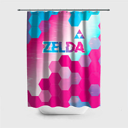 Шторка для душа Zelda neon gradient style: символ сверху, цвет: 3D-принт