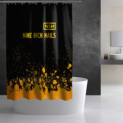 Шторка для душа Nine Inch Nails - gold gradient: символ сверху, цвет: 3D-принт — фото 2