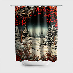 Шторка для ванной Новый год природа