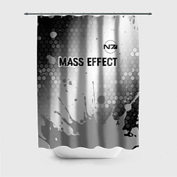 Шторка для душа Mass Effect glitch на светлом фоне посередине, цвет: 3D-принт