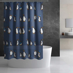 Шторка для душа Забавное семейство пингвинов, цвет: 3D-принт — фото 2